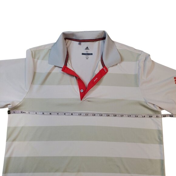 Adidas Golf Polo Shirt Mens Size Medium White Grey Striped Stretch Performance - Picture 6 of 11